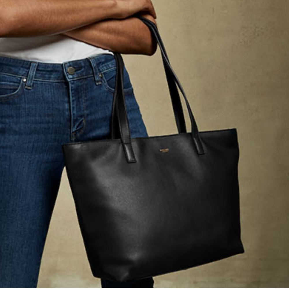 KNOMO Black Leather Maddox Tote